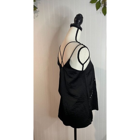 Pol Black Studded Strappy Tank Top With V-Neckline & Cross Back Design - Size S - Picture 5 of 16